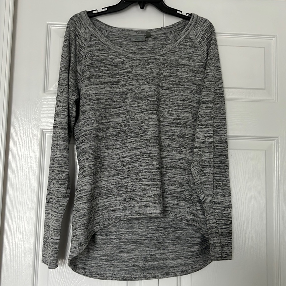 Athleta Scoop Neck Heathered Gray Long Sleeve Shirt Size L
